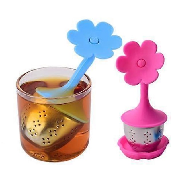 Sett med 2 Røde Blå Teinfuser/Diffuser Filter/Tefilter, Teform, Matkvalitets Silikon og Høykvalitets Rustfritt Stål Infuser