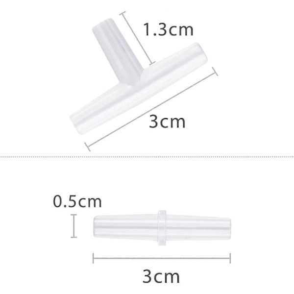 40-Deler Akvarium Luftventil Kobling Hvit Plast Inline Slange, 3-veis T & Rett