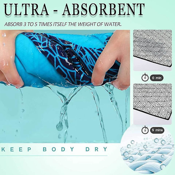Mikrofiber Strandhandduk - Snabbtorkande, Lätt, Kompakt - Perfekt för Resor, Bad, Pool, Camping