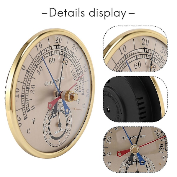 5 tommer Min Max Termometer Hygrometer Vægmontering Væghængt Analog Indendørs Udendørs Anti Regn Temperatur -GDZD