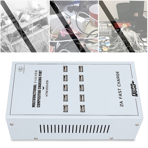 10-porters 2A intelligent fordeling hurtiglading multifunksjonell USB HUB-lader (AU 170-220V)