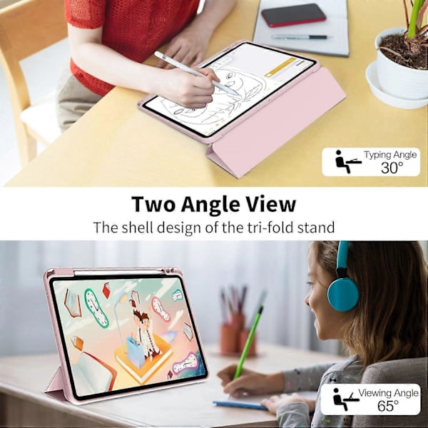 Rosa, Skyddsfodral för iPad Pro 11-tum (18/20/21/22), med Pennhållare, Ultratunt Tredelat Smart Cover, Stöder Pennladdning, Automatisk Sleep/Wake