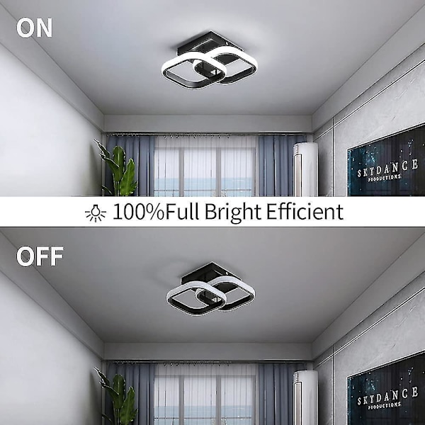 20w Moderne LED Taklampe, 2500lm, 6000k Kald Hvit, 24cm, Svart [Energiklasse E]