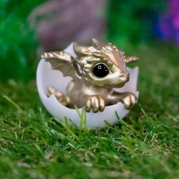 Nyfödd drake i ägg, Söt liten drakfigur, Kläckande drake, 3D Mini Art Drakstaty Skrivbordsdekorationer för fantasyentusiaster, Samlare