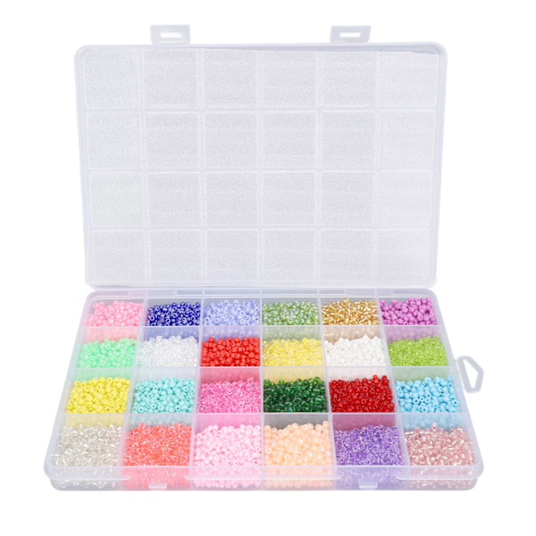 Runda glaspärlor 3 mm 24 färger ren färg blandade glas- och bokstavspärlor Kit för att tillverka smycken