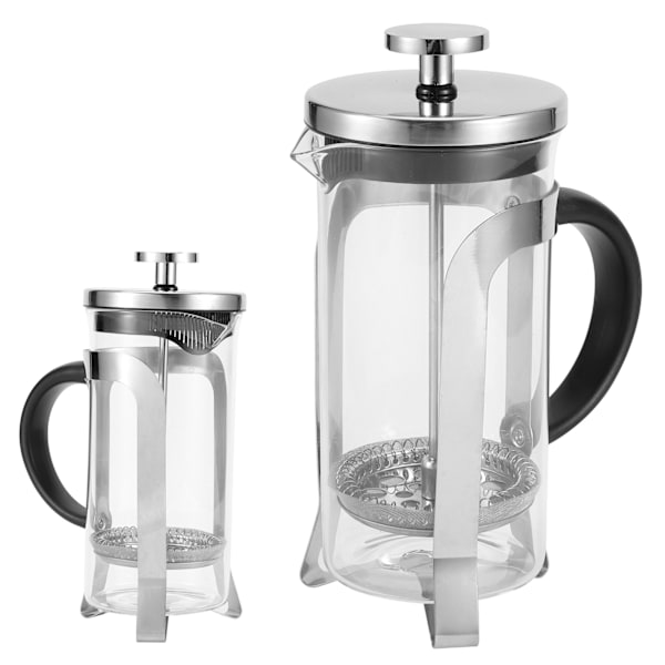Kaffe- och tepress i glas med hög temperaturbeständighet, 350 ml, silver