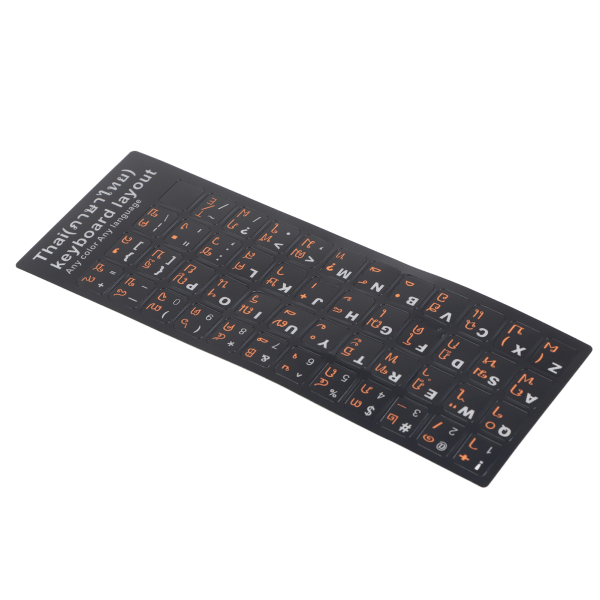 Thai Keyboard Stickers 15,6 tommer Slidfast PVC Frosted Texture Holdbar Computer Keyboard Skins til Thai Laptop Thai Orange Letters On Black