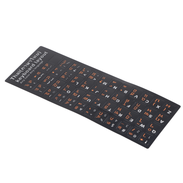 Thai tastatur-klistremerker 15,6 tommer slitesterkt PVC-frosted tekstur Slitesterk datamaskintastaturskinn for thailandsk bærbar datamaskin Thai oransje bokstaver på svart