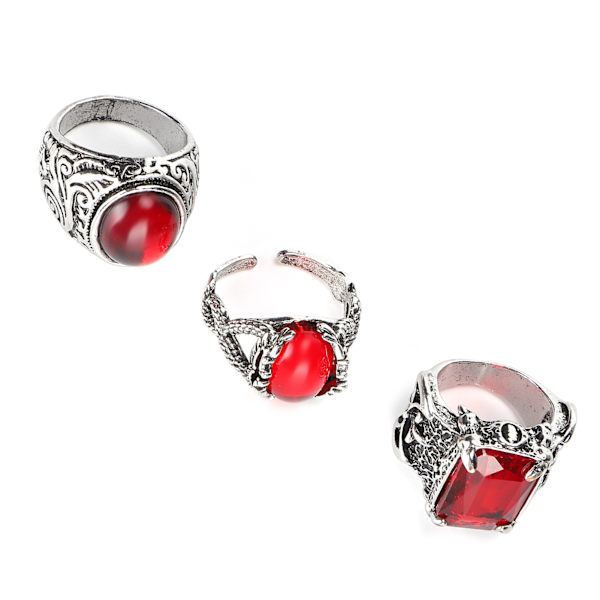 3 stk Alloy Retro Ring Udsøgt bærbar Rhinestones Ring Smykker Tilbehør Gave