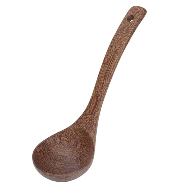 Wooden Soup Spoon Wenge Cooking Utensil Round Hanging Hole for Tea Coffee Dessert Sugar SaladCurved Handle Small Size