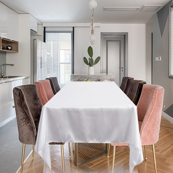 Hvit polyesterduk - 145x305 cm - Perfekt for spisestue, bryllup, bankett, hotell
