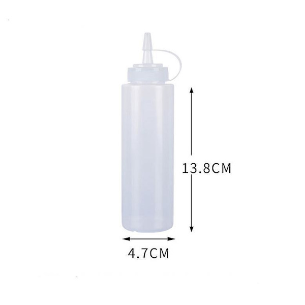 8 oz plastflasker med lokk - sett med 2 | Krydderdispenserflasker for sennep, krydder, ketchup, mayo | 240 ml