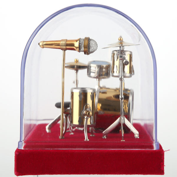 Miniature musikinstrument trommesæt Model Display Mini Ornaments Craft Home Decor (18cm)
