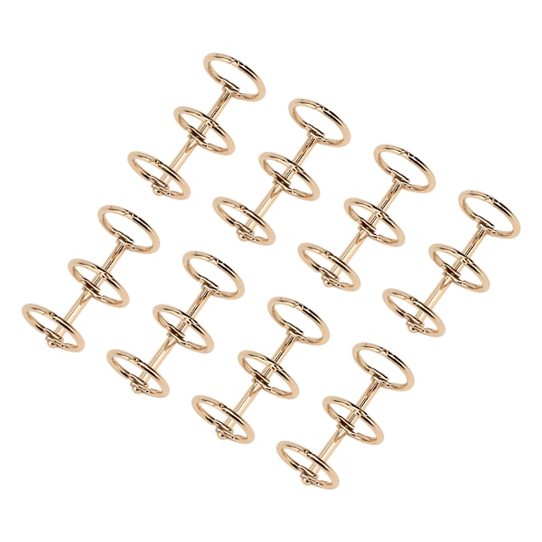 Uudelleenkäytettävät 3-reikäiset sähköpinnoitetut metalliset DIY-käsintehtävät paperilehtiset sidontarinkulat, kulta