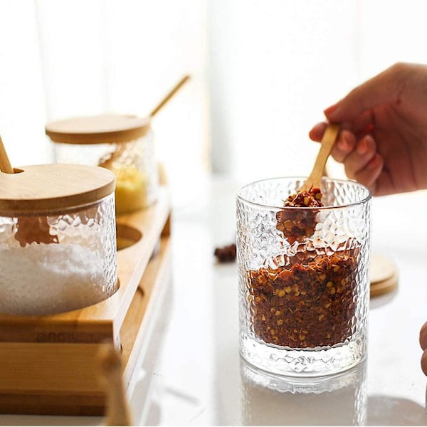 Kryddburksset - Glasburkar för Salt, Socker och Peppar i Köket