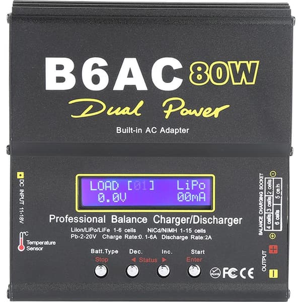 80W LCD Oplader/Aflader til RC Li-ion, Li-po, NiCd, NiMH Batterier - Digital Balancering