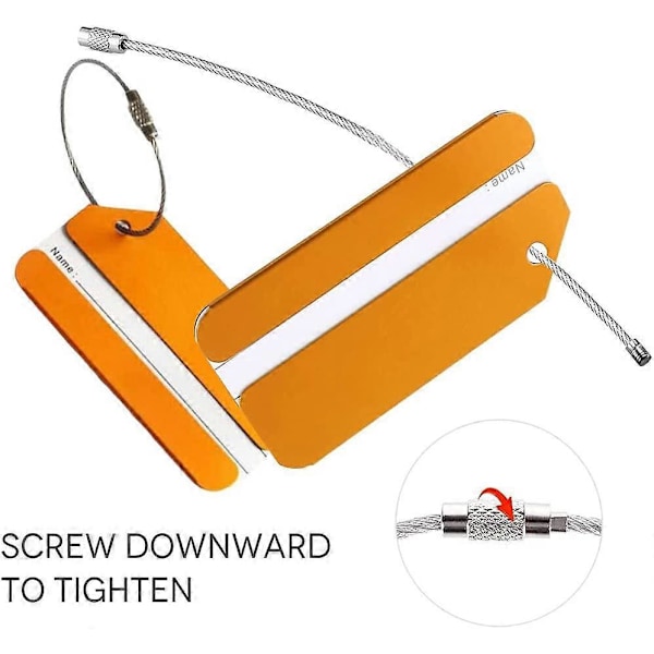 Bagagemærke, Bagagemærkeholder, Aluminiumlegering med rustfri stålwire og navneskilt for at forhindre tabte tasker og kufferter, 5 farver (8*4cm)