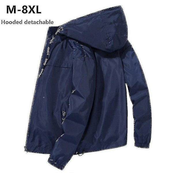 Herre Plus Size Forår Efterår Tynd Vindjakke Hætte Bomber Jakke Casual Sportswear 4XL FARVE Grå