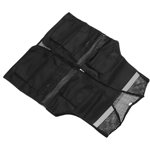 Reflekterende arbejdsvest med flere lommer, mesh-design, høj synlighed, åndbar sikkerhedsvest med reflekterende striber