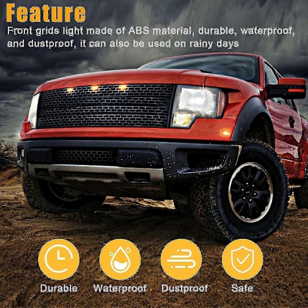 Ford F-150 Raptor Främre Grill Löpljus - 3x Rökfärgade Linser Gula LED-Lampor