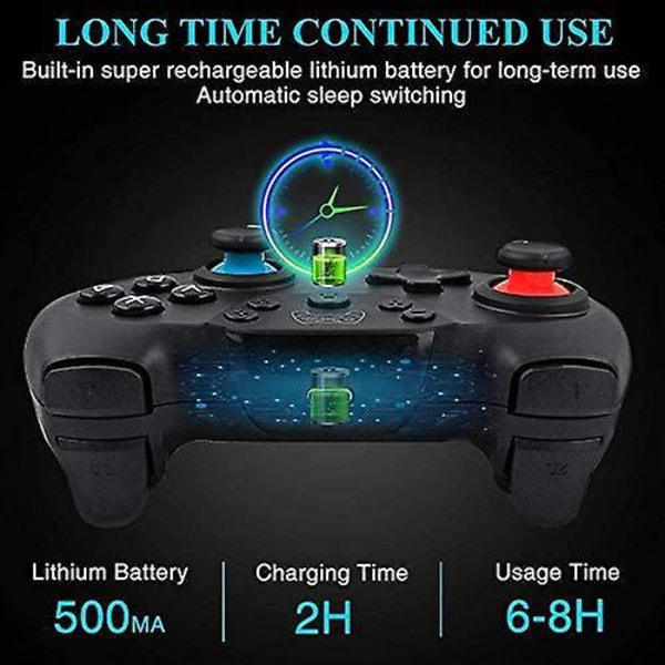 Trådlös Nintendo Switch Pro-kontroller med en knappväckning, justerbar turbo, 6-axlig gyrosensor och vibration