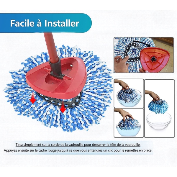 4-pakke erstatnings mopphoder i mikrofiber for Vileda Easy Wring og Clean O-Cedar/Turbo bomullsmoppe - Lett å rengjøre tregulv
