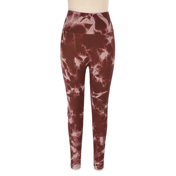 Kvinnor Hög Midja Sömlösa Träning Leggings Tie Dye Andas Rumplyft Gym Yoga Byxor Mörk Brun M