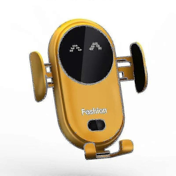 Smart Car Trådløs Oplader Mobiltelefonholder Automatisk Sensor Bilholder Gul