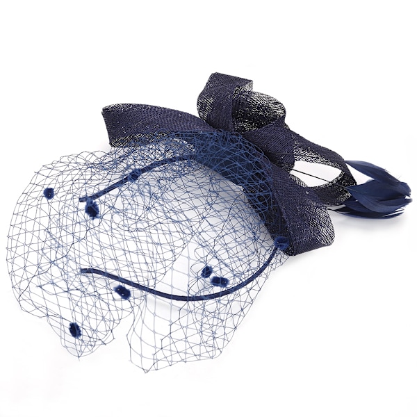 Bryllup Kvinner Nett Mesh Brud Slør Hatter Brud Fascinator Hodeplagg Hår Tilbehør(Marineblå)