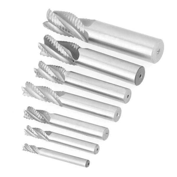 7 stk./sæt 4 Flutes 6-20mm HSS End Mill Router Bit Roughing Chipbreaker Fræser