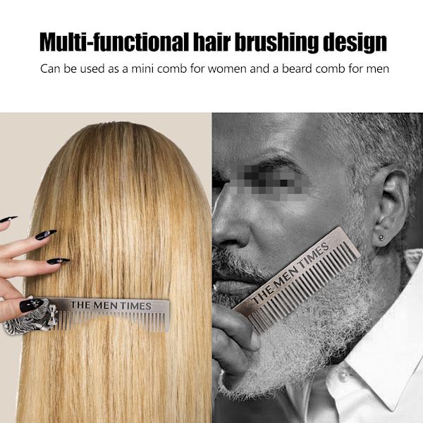 Gentleman Shape Rustfritt stål bærbar lommeskjegg Barbering Kam bart hår