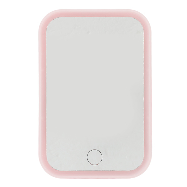 Opplyst sminkespeil Rosa LED Touch Control Firkantet speil Skrivebordsutfylling Justerbar lysstyrke Rotativt sminkespeil