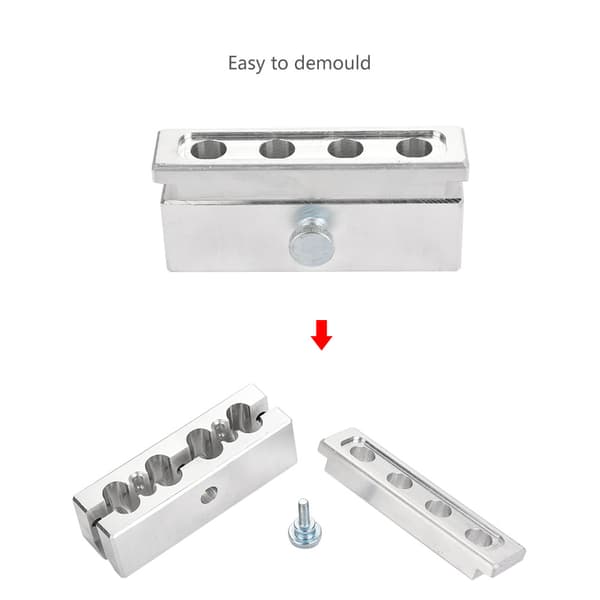 4 hulrum DIY læbestiftform læbepomadefremstiller i aluminiumslegering (tre anvendelser)