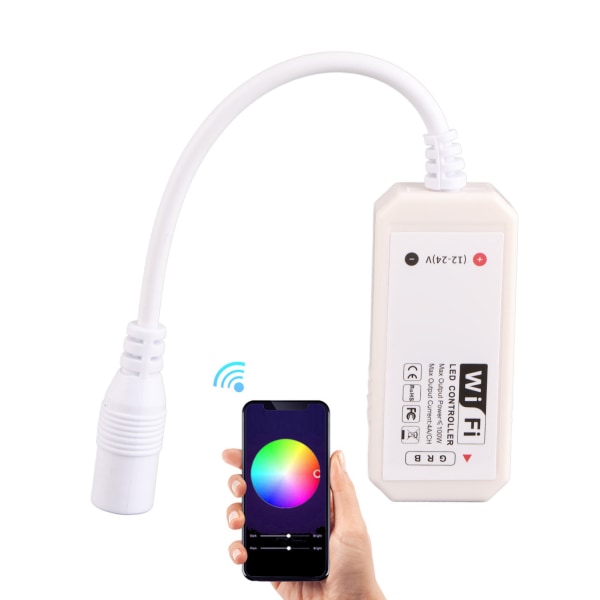 WiFi RGB-kontroller DC12-24V for fargerik LED-stripe fra Smart Phone APP-kontroll