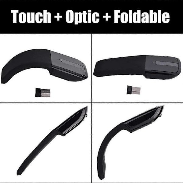 Foldbar Trådløs Computermus, 2.4GHz Foldbar PC Gaming Mus, Ergonomisk Design Bærbar Optisk Mus med USB-modtager Kompatibel med PC/Laptop