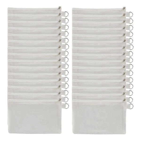 30 st Sublimeringsämnen Sminkväskor Bulk, Canvas Vit Väska White44