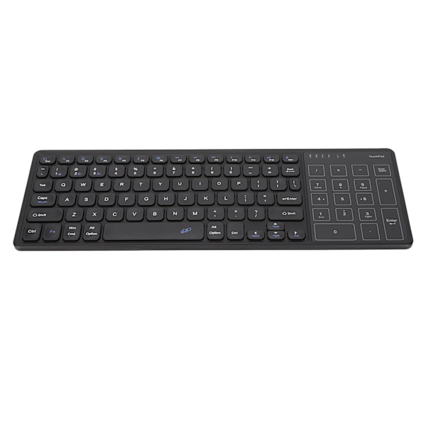 Touchpad Tastatur Numerisk Touchpad 2.4G trådløs USB-mottaker Plug and Play trådløst tastatur med Touchpad Black