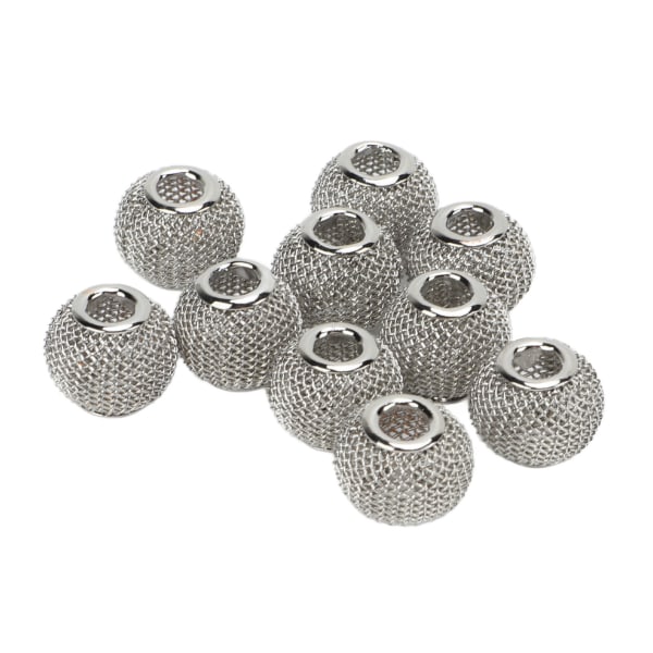 10 stk Spacer Beads Rund Mesh Hule Gullbelagte Ball Spacer Beads DIY Håndlagde perler for smykker å lage hvit