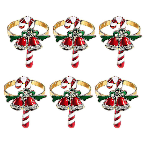 6 stk. Emalje Jule Servietringe Elegante Juletræ Rensdyr Snefnug Servietholdere Jule Bryllupsfest Borddekoration A