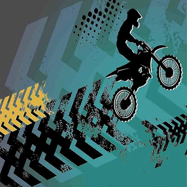 3D Moottoripyörä Dirt Bike -vuodevaatesetti Peitto Pussilakana Tyynyliinalla (Twin)