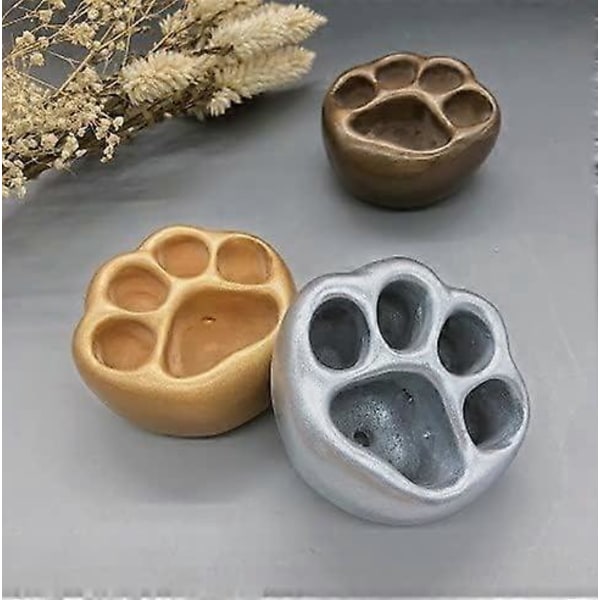 Set med 3 Kreativa Cementblomkrukor Djurfotsavtryck Design Mini Suckulentbehållare Ornament