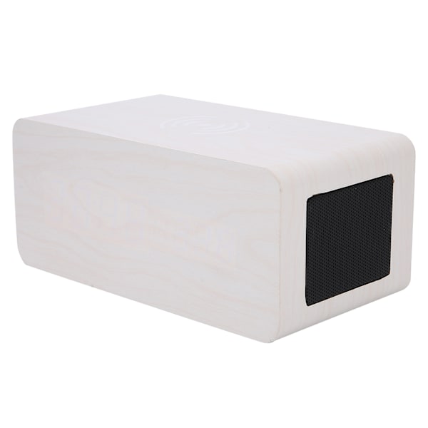 Monitoiminen puinen 2000mAh minikellokaiutin langaton Bluetooth-kello stereokaiutin valkoinen puu + sininen valo