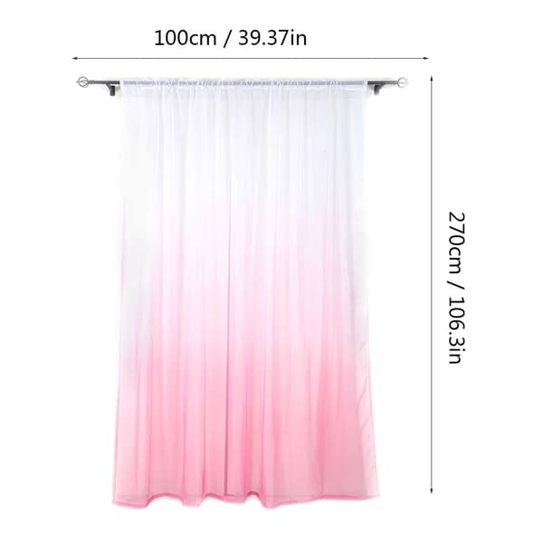Gradient Gennemsigtig Gardin med Stanglomme til Soveværelse Altan (Pink Gradient)