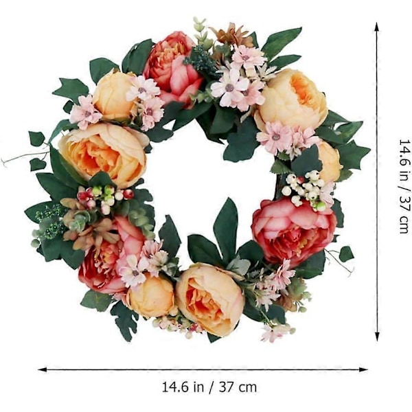 Pionkrans Konstgjord Blomsterkrans Vårkrans Pionblomstergirlang Blommig Dörrkrans För