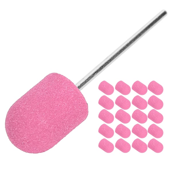 Nagelslipband Borrspets Nail Art Polering Cap Set Tillbehör (10 x 15 mm) Rosa