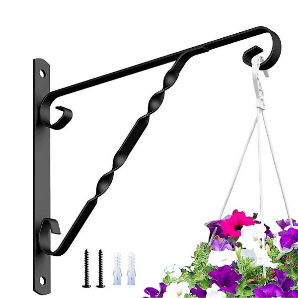 Väggfäste för Hängande Växter - 2-pack Väggplanterkrok med Järnskruvar - Vindspel, Blomkruka, Lykta - Utomhus/Inomhus Patio Dekoration