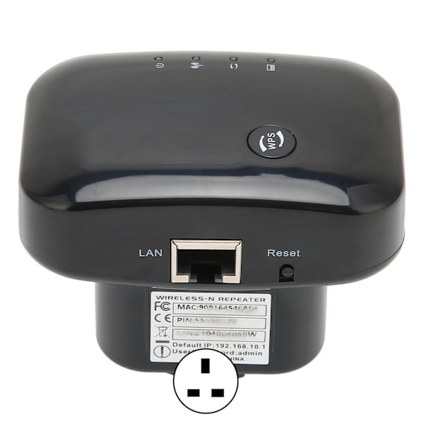 WIFI-förlängare 360 graders trådlös täckning 300 Mbp 2,4 Ghz LAN-port 2 lägen Plug-design WIFI-repeater för bärbar dator 100-240 V UK-kontakt