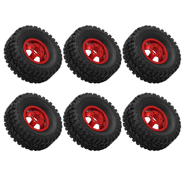 RC-gummidäck med aluminiumfälgnav för WPL C14 C24 C34 C44 B14 B24 B16 B36 4WD-bilmodell, röd