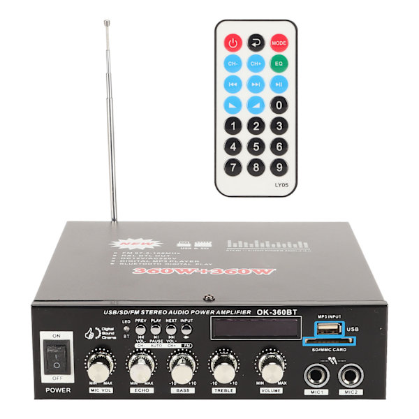 12 V Bluetooth digitaalinen vahvistin 360 W ja 360 W 220 V äänenvoimakkuuden säätö auton kodin viihdepaikoille