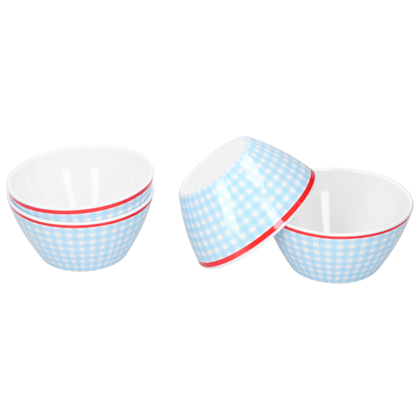 4 stk. 6 tommer salatskål middagsserveringsskålsæt køkken imitation porcelæn middagsstel lyseblå gitter